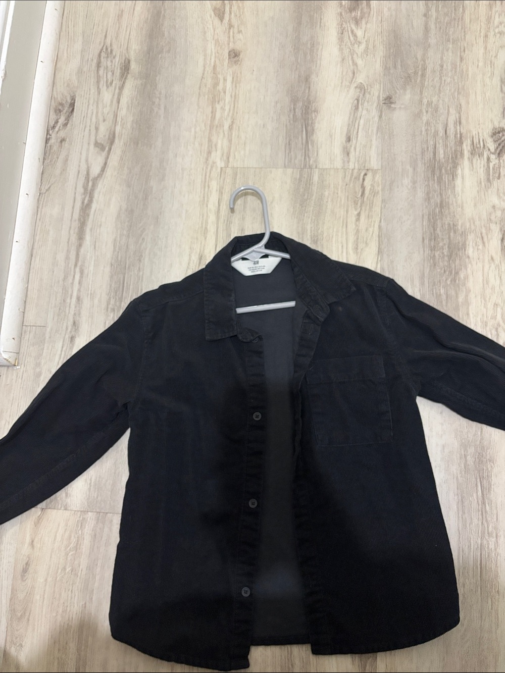 H&M Black Button-Front Denim Shirt Jacket